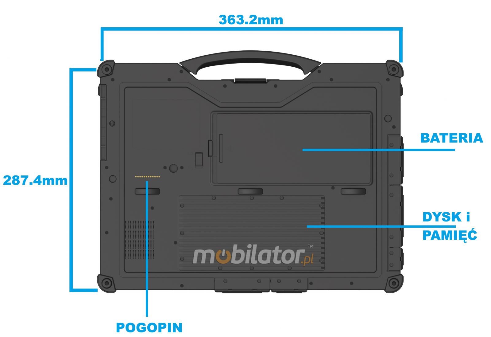Emdoor X14A wstrzsoodporny przemysowy laptop Windows 11 IP65 Intel SSD